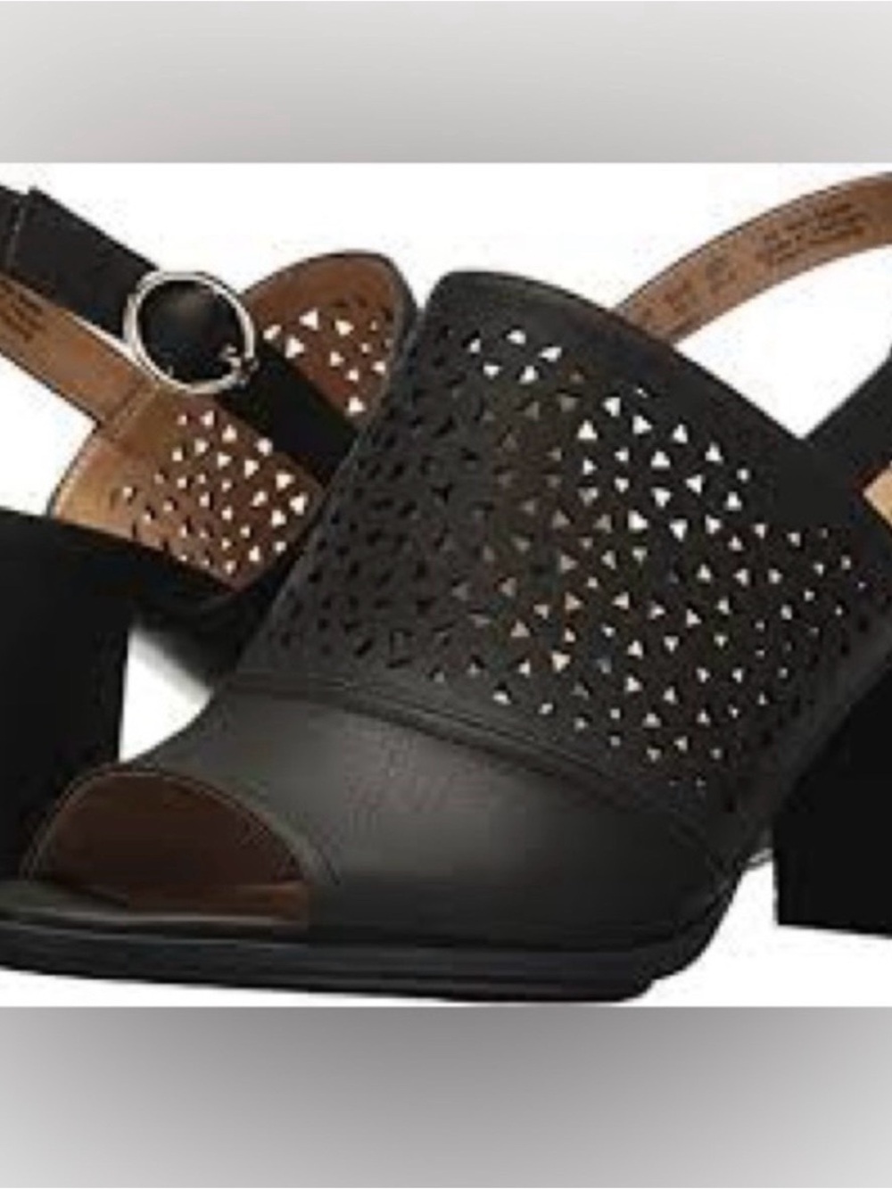 Naturalizer Women's Black Laser-Cut Block Heel Sandals